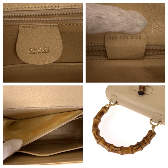 Gucci Gucci Bamboo Leather Handbag Off-White Beige Leather Handbag 0009260633 - Picture 4 of 10